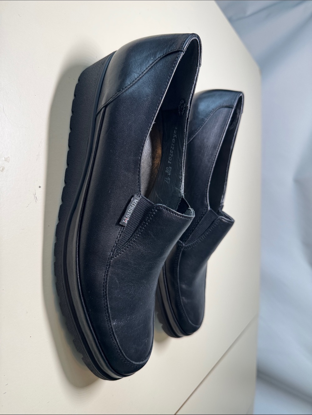 Black Leather Slip-On Loafers by Hush Puppies